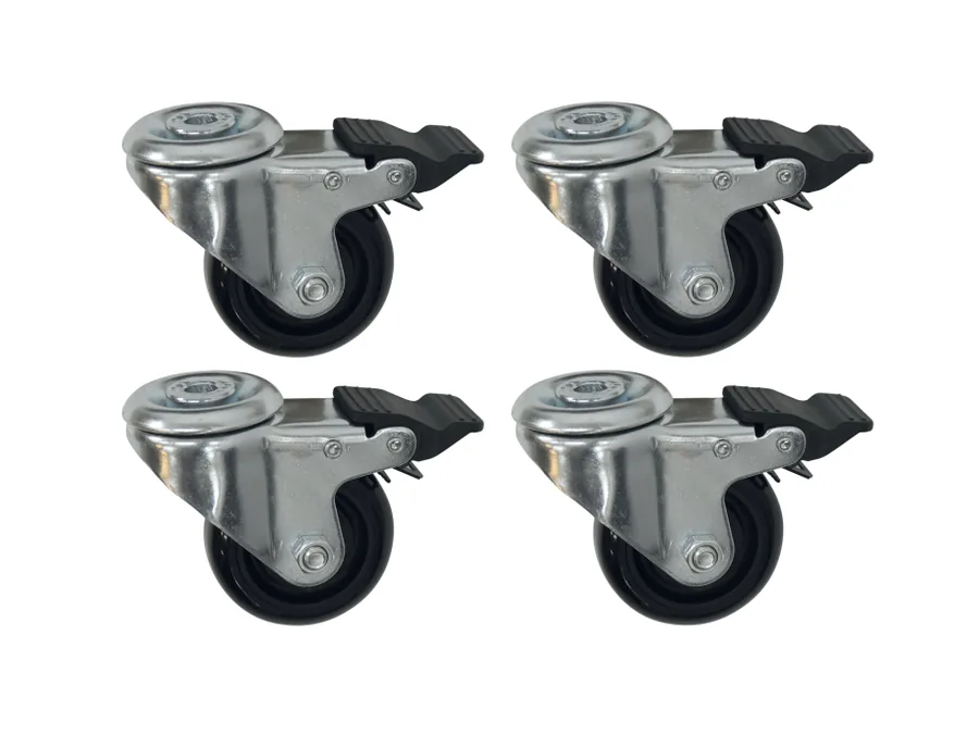 Castors with parking brakes - set of 4